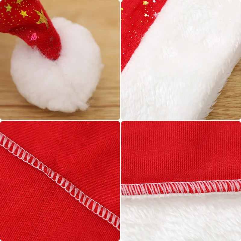 Adult Christmas Hat – Soft Festive Party Hat with Gold Stars Christmas Party Hat Babs