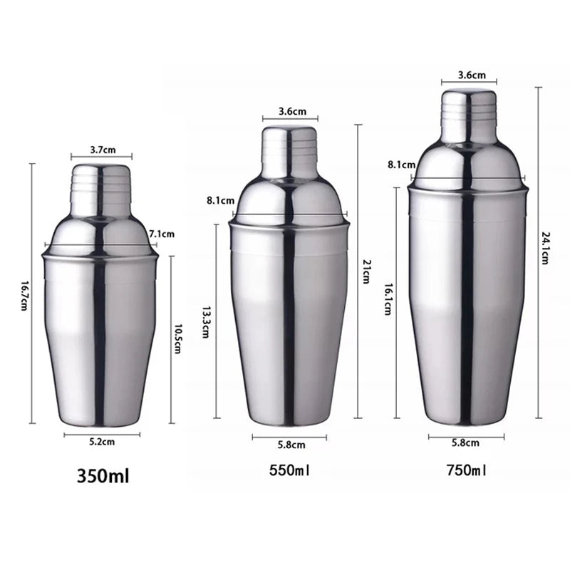 Stainless Steel Cocktail Shaker 350/550/750ml – Bar Mixer Cocktail Shaker Babs