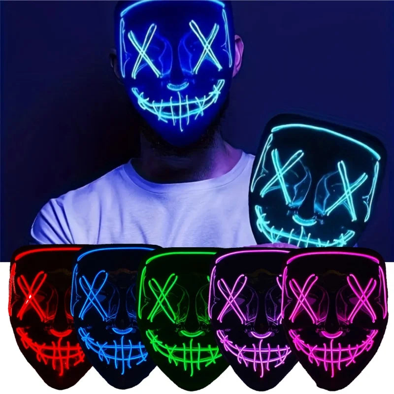 Halloween LED Glowing Party Mask – Light-Up EL Wire Face Mask LED Costume Mask Babs
