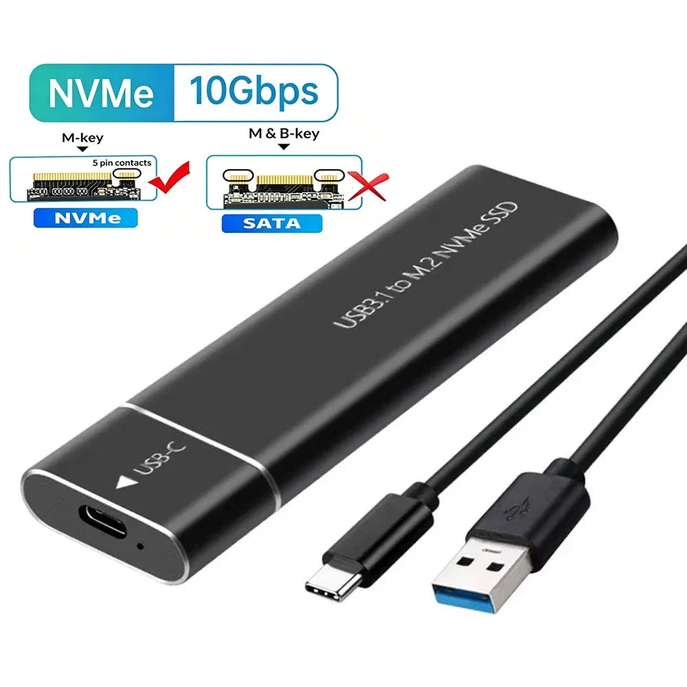 M.2 NVMe SATA SSD Enclosure 10Gbps USB-C Dual Protocol SSD Enclosure Babs B Only Support NVME