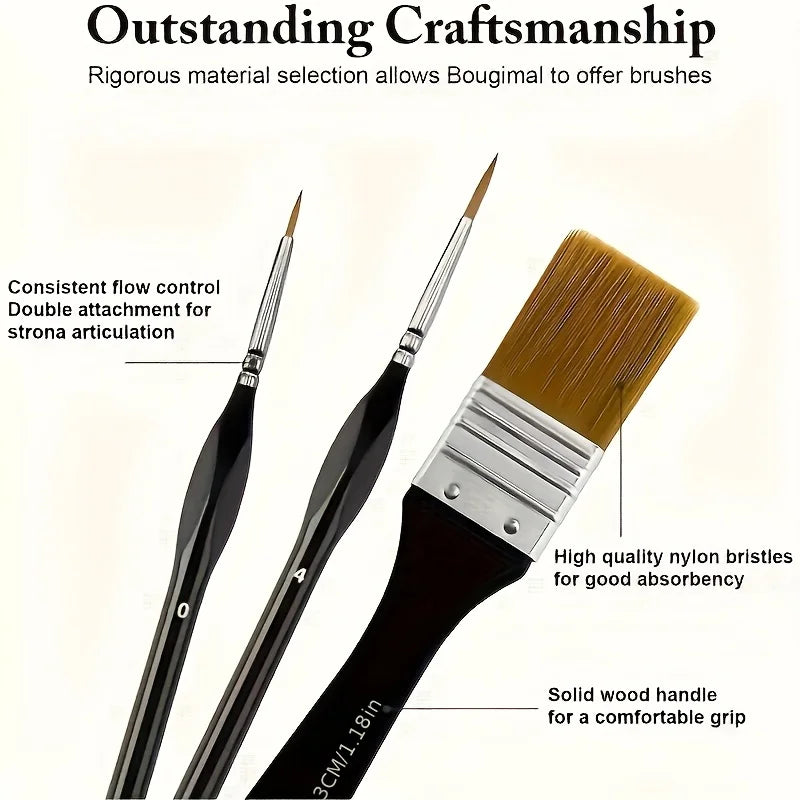 32-Piece Artist Paint Brush Set – Nylon, Multi-Tip, Wood Handle Artist Paint Brush Set Babs