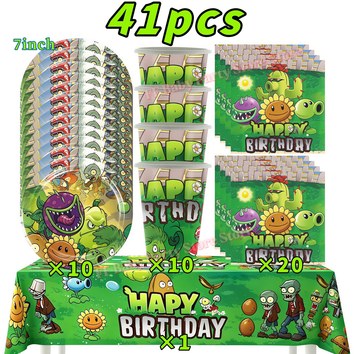 Plants vs. Zombies Birthday Party Decoration Kit Birthday Party Kit Babs 41pcs