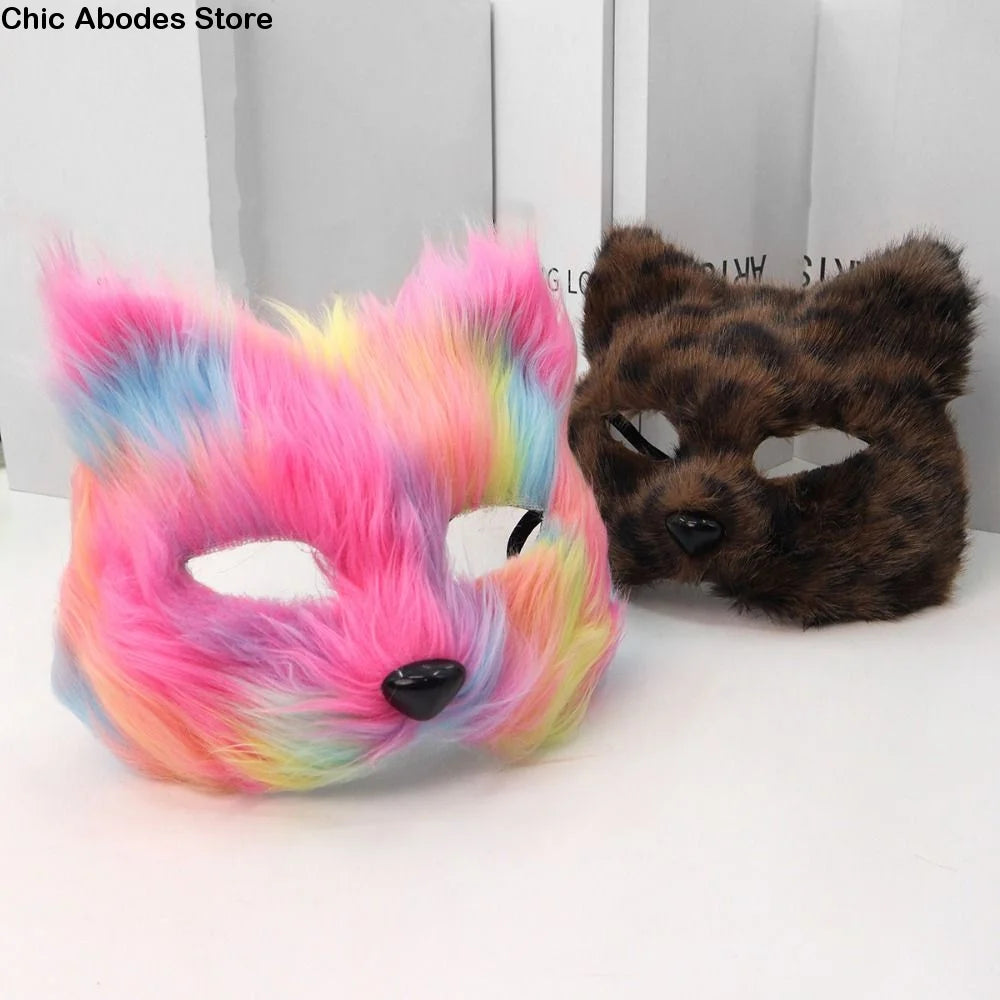 Realistic Plush Cat Half Face Mask – Halloween Costume Halloween Costume Mask Babs
