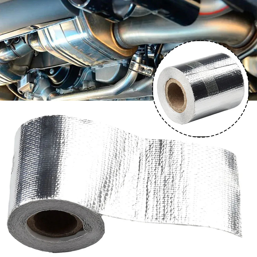 5M Aluminum Foil Heat Shield Tape – Car Exhaust Header Wrap Exhaust Heat Wrap Tape Babs