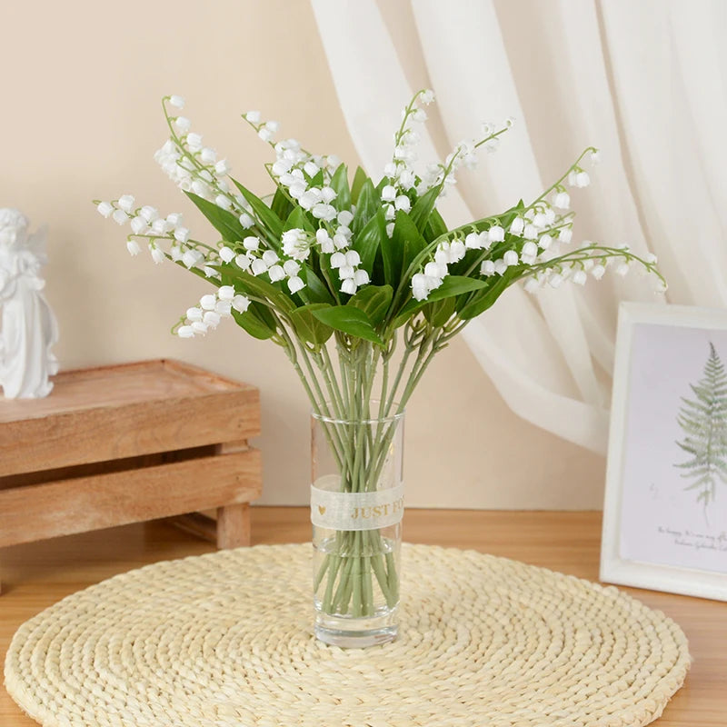 6pcs White Artificial Bellflower Orchid Bouquet – Home & Wedding Artificial Flower Set Babs