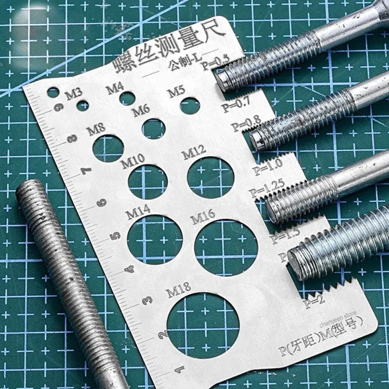 M3-M18 Metric Thread Gauge Stainless Steel Screw Pitch Caliper Thread Measuring Gauge Babs