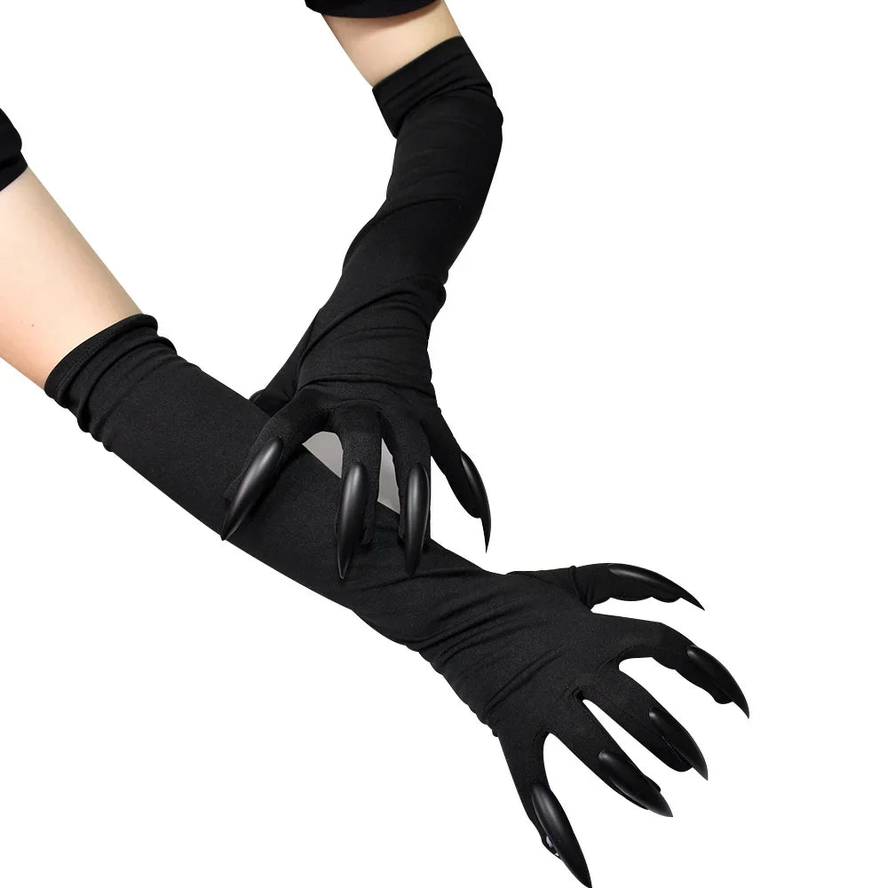Black Ghost Claw Gloves – Halloween Cosplay Long Nail Costume Costume Gloves Babs