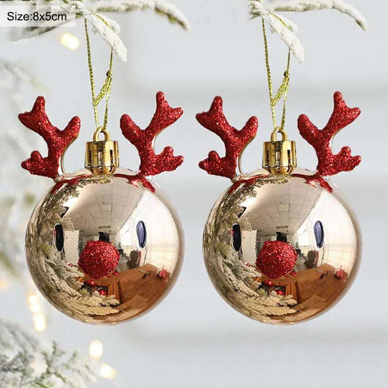 2pcs Elk Christmas Ball Ornaments – Xmas Tree Hanging Baubles Christmas Tree Ornaments Babs 2Pcs D Other