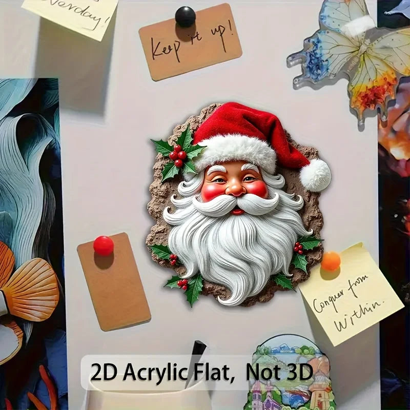 2D Flat Santa Acrylic Fridge Magnet | Christmas Decor Acrylic Fridge Magnet Babs