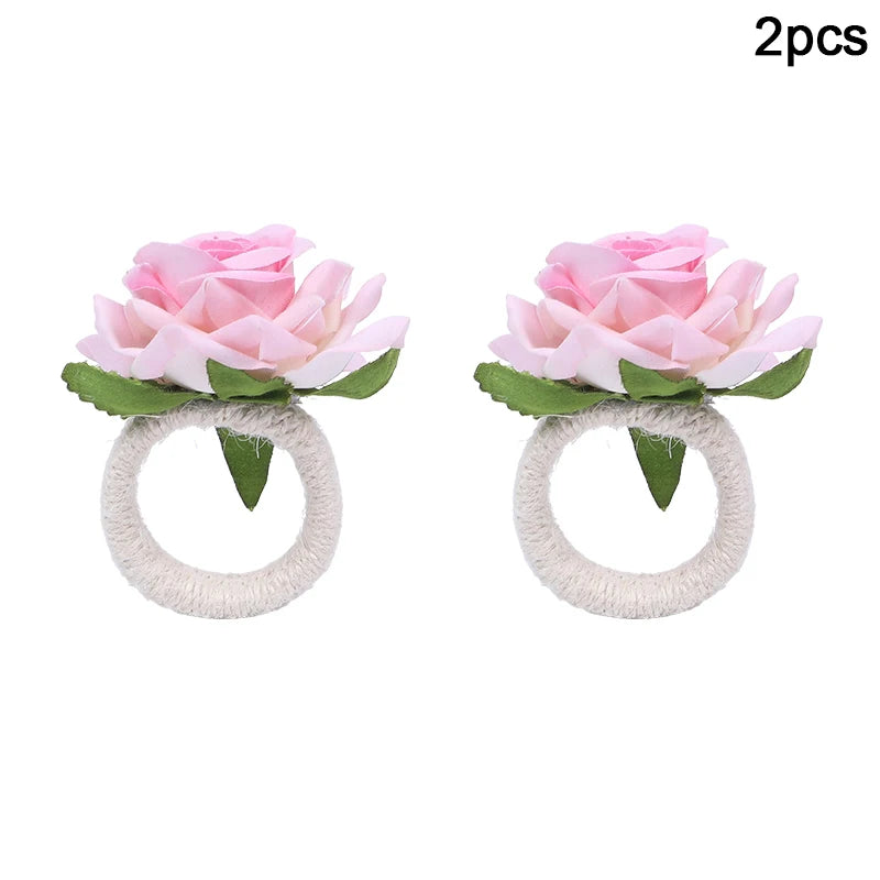 Red Rose Napkin Rings – Wedding & Party Table Decor (2/4/6 pcs) Napkin Rings Babs 2pcs pink