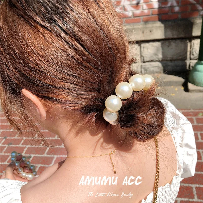 Pearl Scrunchie Hair Tie – Korean Style Ponytail Holder Pearl Hair Scrunchie Babs