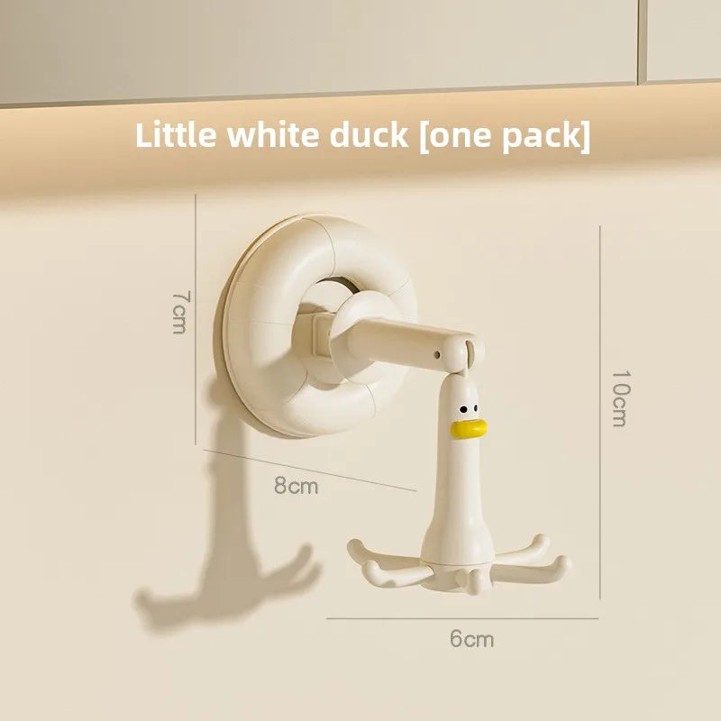 Duck Suction Cup Rotating Hook – No-Drill Kitchen Storage Rack Suction Cup Hook Babs White Duck