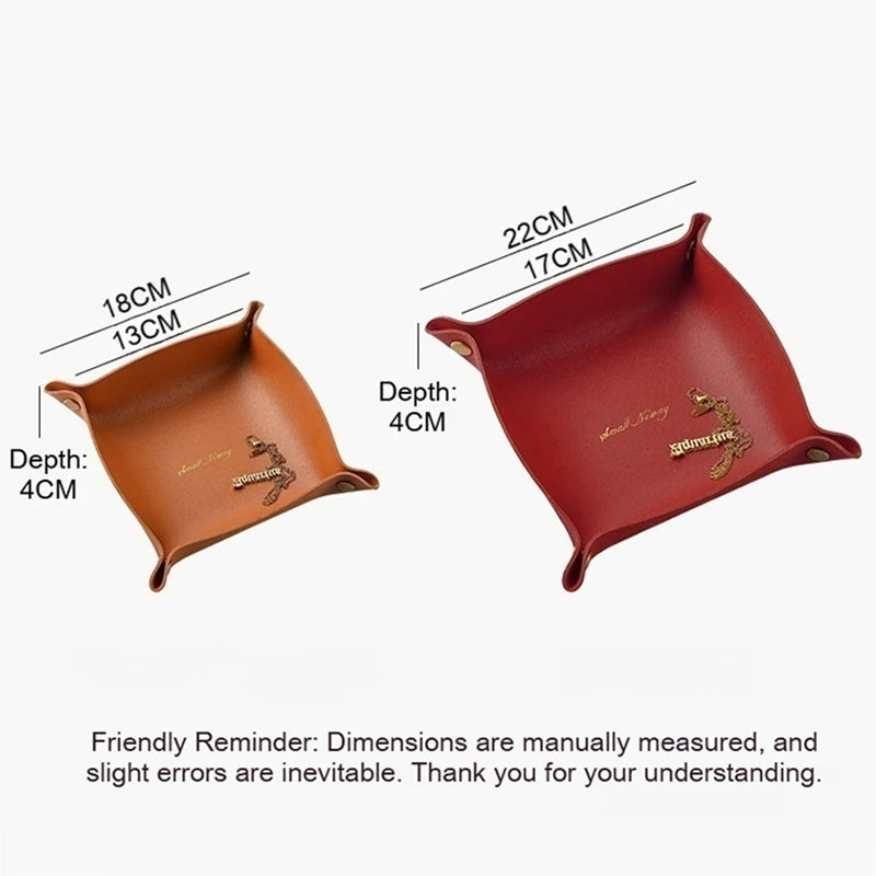 Foldable PU Leather Storage Tray | Nordic Desk Organizer Leather Storage Tray Babs