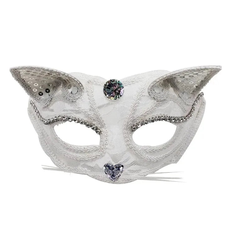 10pcs Halloween Cat Fox Lace Half Face Masks Costume Party Costume Party Masks Babs