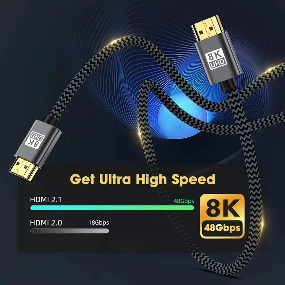 KEBIDUMEI HDMI 2.1 Cable 48Gbps 8K 60Hz 4K 120Hz High Speed HDMI Cable Babs