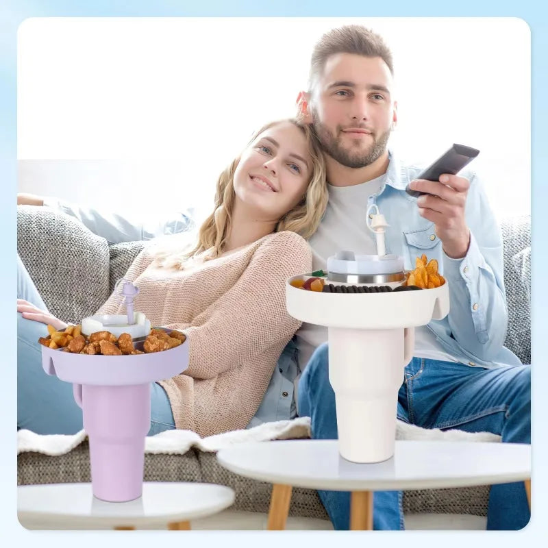 40 Oz Tumbler Silicone Snack Ring with Handle & Dipping Tray Tumbler Snack Ring Babs