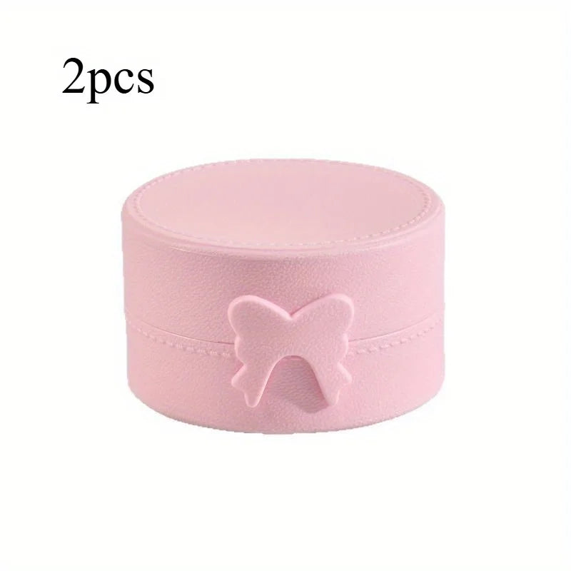 Bowknot Jewelry Organizer Box with Lid – Desktop Storage Jewelry Organizer Box Babs Pink- 1
