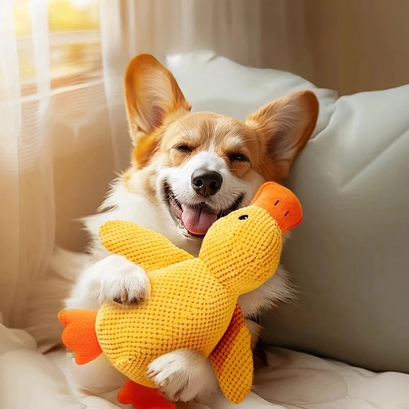 Yellow Duck Dog Calming Toy with Quacking Sound | Fleece Plush Plush Dog Toy Babs