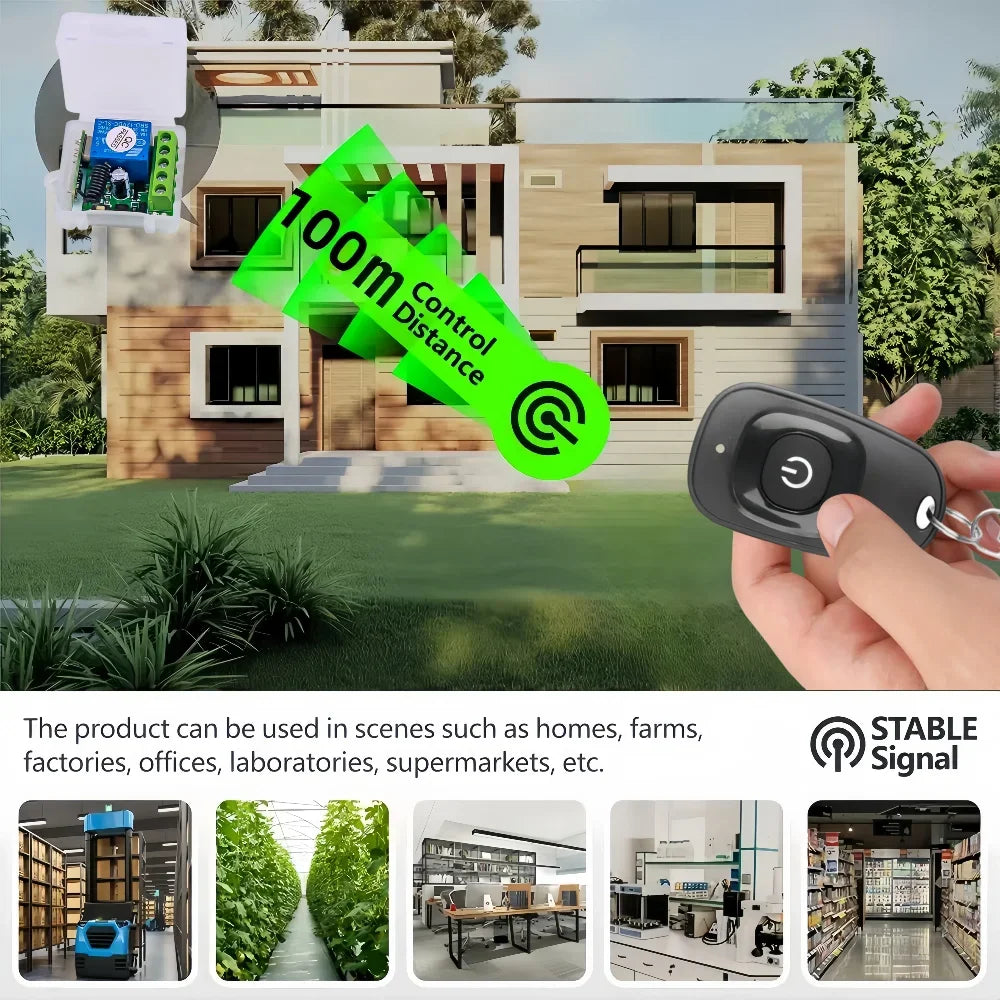 DC 12V 433MHz RF Remote Control Switch 2-Channel Relay Receiver RF Relay Switch Babs