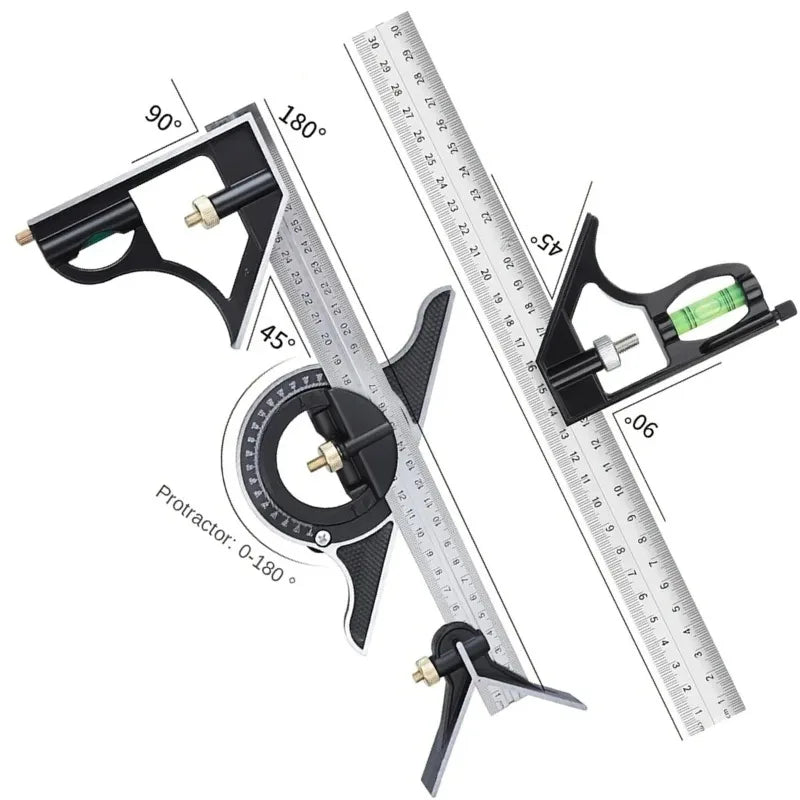 Combination Square Set – Spirit Level, Protractor & Ruler 300mm Combination Square Set Babs