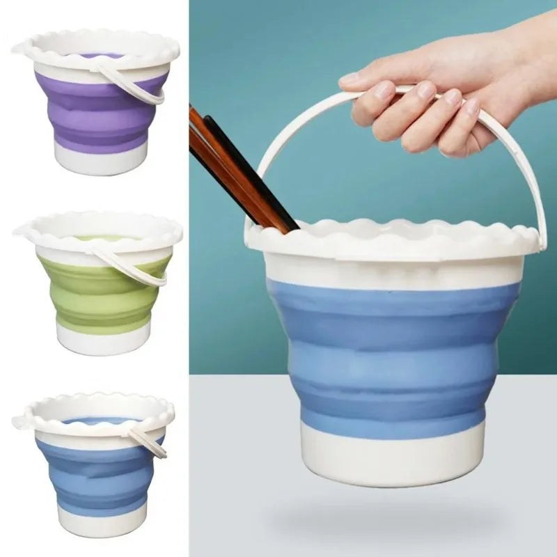 Foldable Silicone Brush Washing Bucket – Artist Studio Supply Art Brush Cleaner Babs