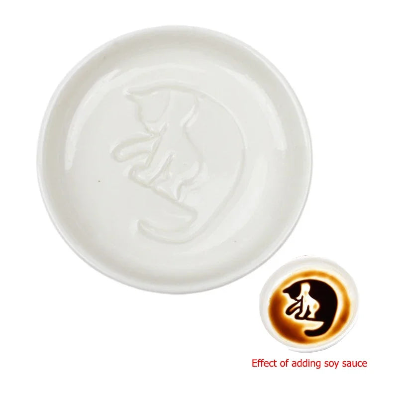 Japanese Cat Ceramic Soy Sauce Dipping Dish – Mini Bowl Ceramic Dipping Dish Babs Licking cat 8.8 x 2cm