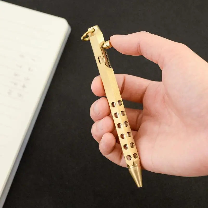 Brass Bolt Action Ballpoint Pen | Retro EDC 1.0mm Medium Point Brass Ballpoint Pen Babs