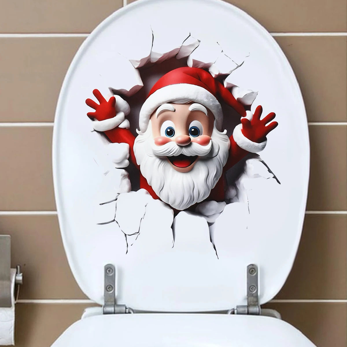 Christmas Snowman Toilet Sticker – Xmas Bathroom Decor 2025 Holiday Bathroom Sticker Babs