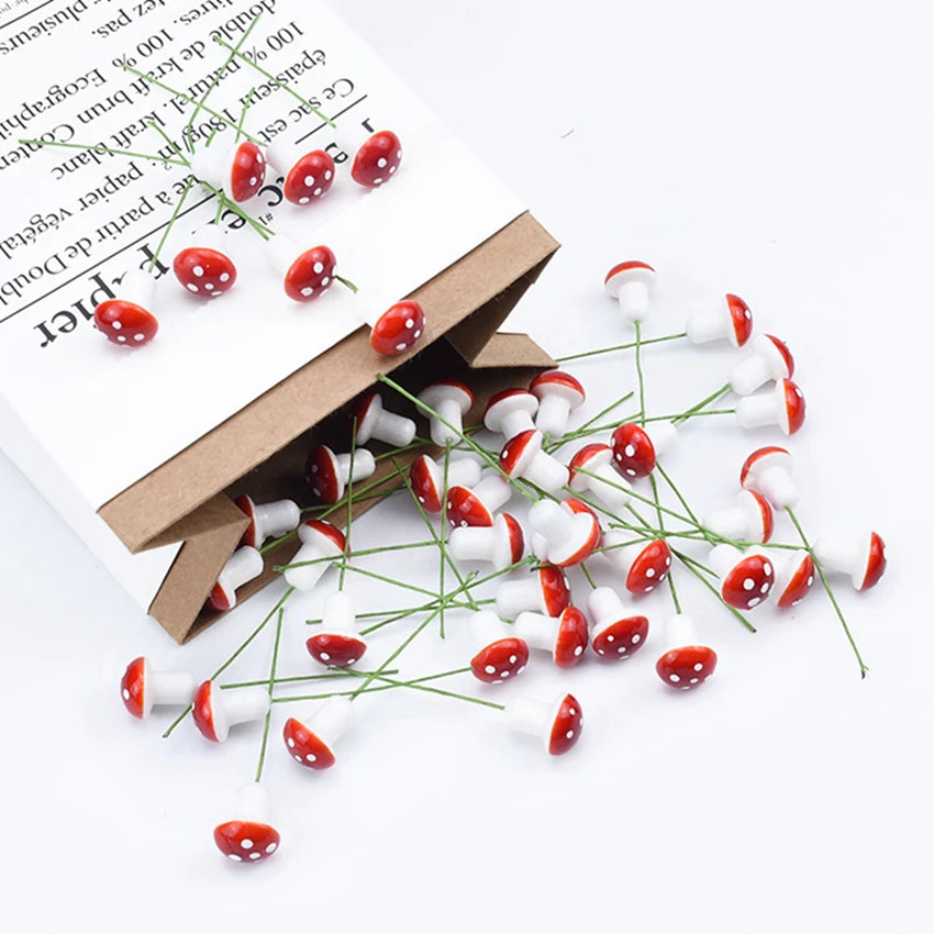 Red Artificial Bubble Mushroom Picks – DIY Floral Decor 100/200pc Artificial Floral Picks Babs