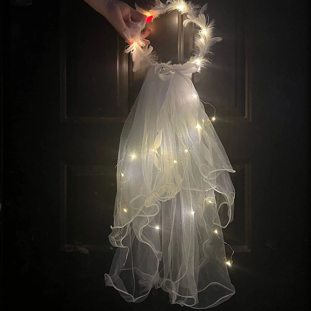 LED Glow Bridal Veil & Flower Crown – Bachelorette Party Gift Bridal Party Veil Babs
