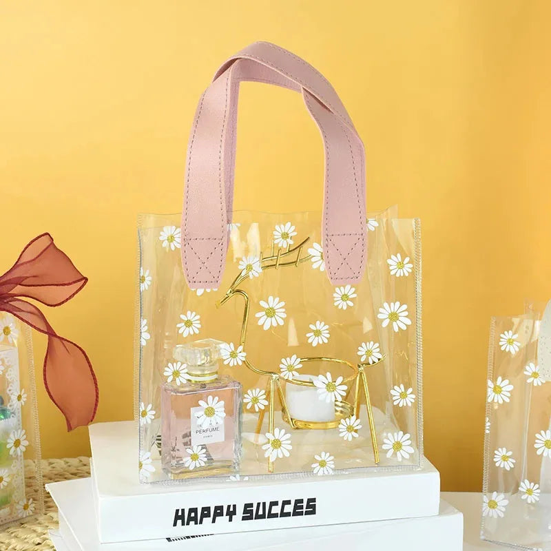 Clear Daisy PVC Tote Bag – Waterproof Gift & Party Organizer Clear PVC Tote Bag Babs