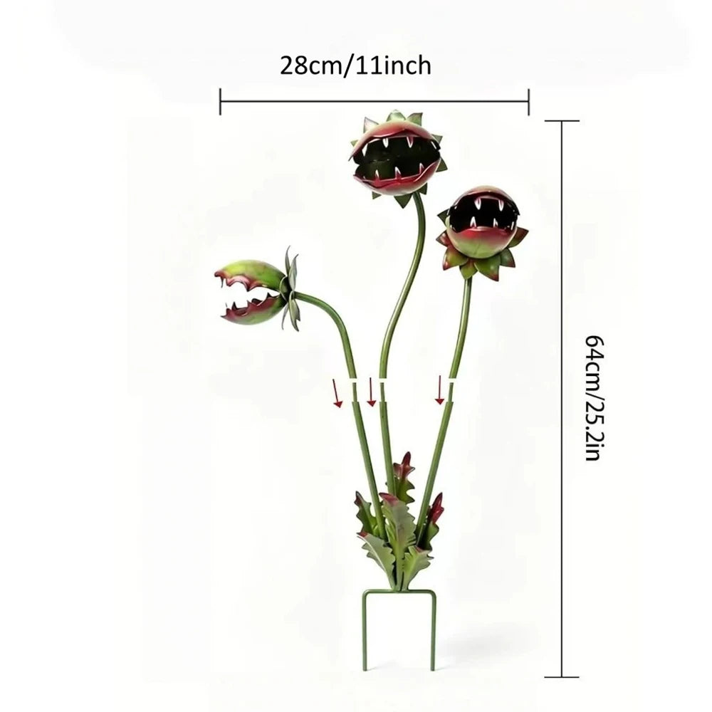 Metal Venus Flytrap Garden Stake – Carnivorous Plant Yard Art Metal Garden Stake Babs 1Set