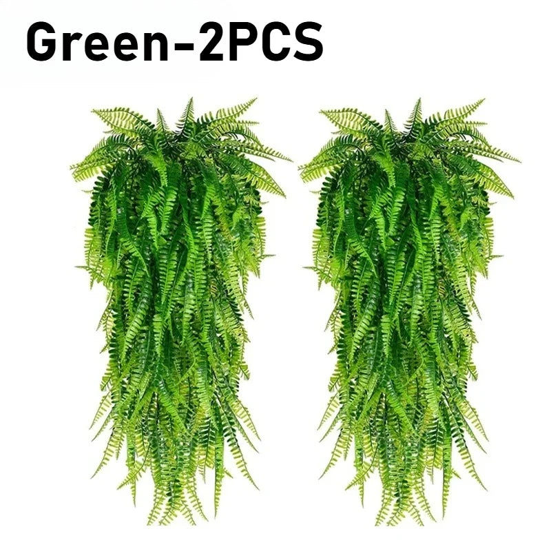 Artificial Hanging Fern Vine Wall Decor – Indoor & Outdoor Artificial Hanging Plants Babs Green-2PCS