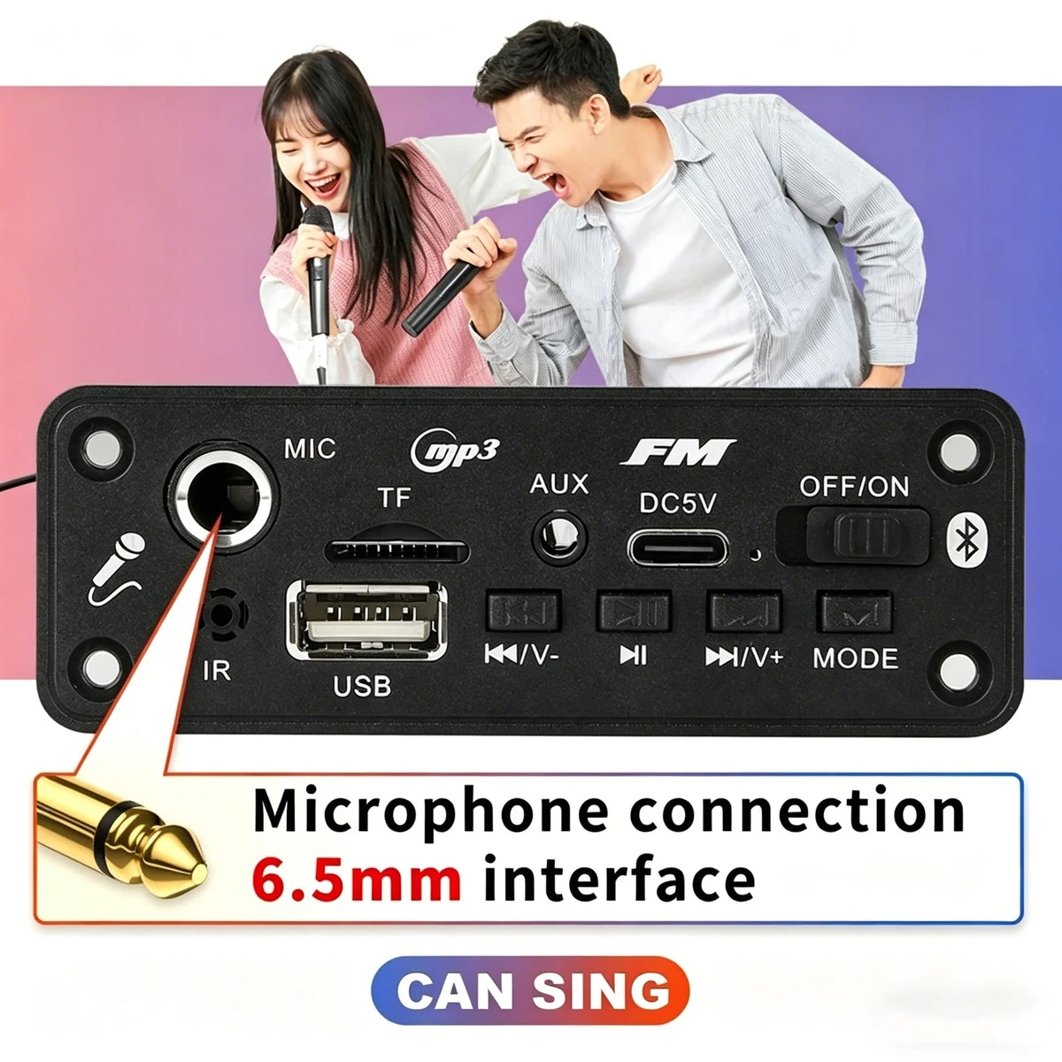 KEBIDUMEI Bluetooth 5.0 MP3 Decoder Board 6W Amplifier USB TF FM MP3 Decoder Amplifier Babs
