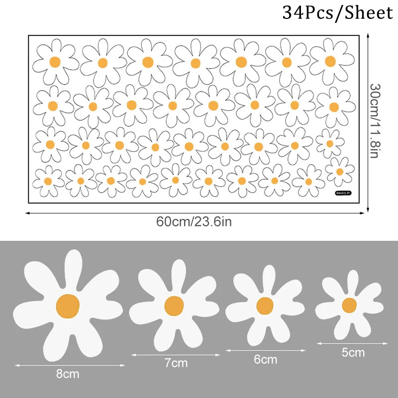 White Daisy Flower Wall Stickers – Kids Room & Nursery Decor Wall Decal Sticker Babs A