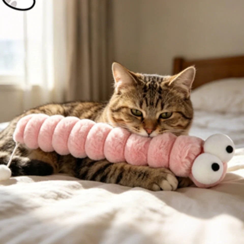 Caterpillar Cat Plush Toy – Soft Chew & Cuddle Kitten Toy Plush Cat Toy Babs