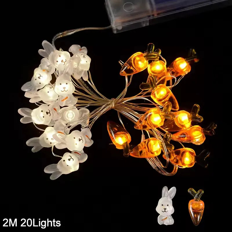 2M 20 LED Easter Fairy Light Garland – Bunny, Egg & Carrot Easter Fairy Lights Babs