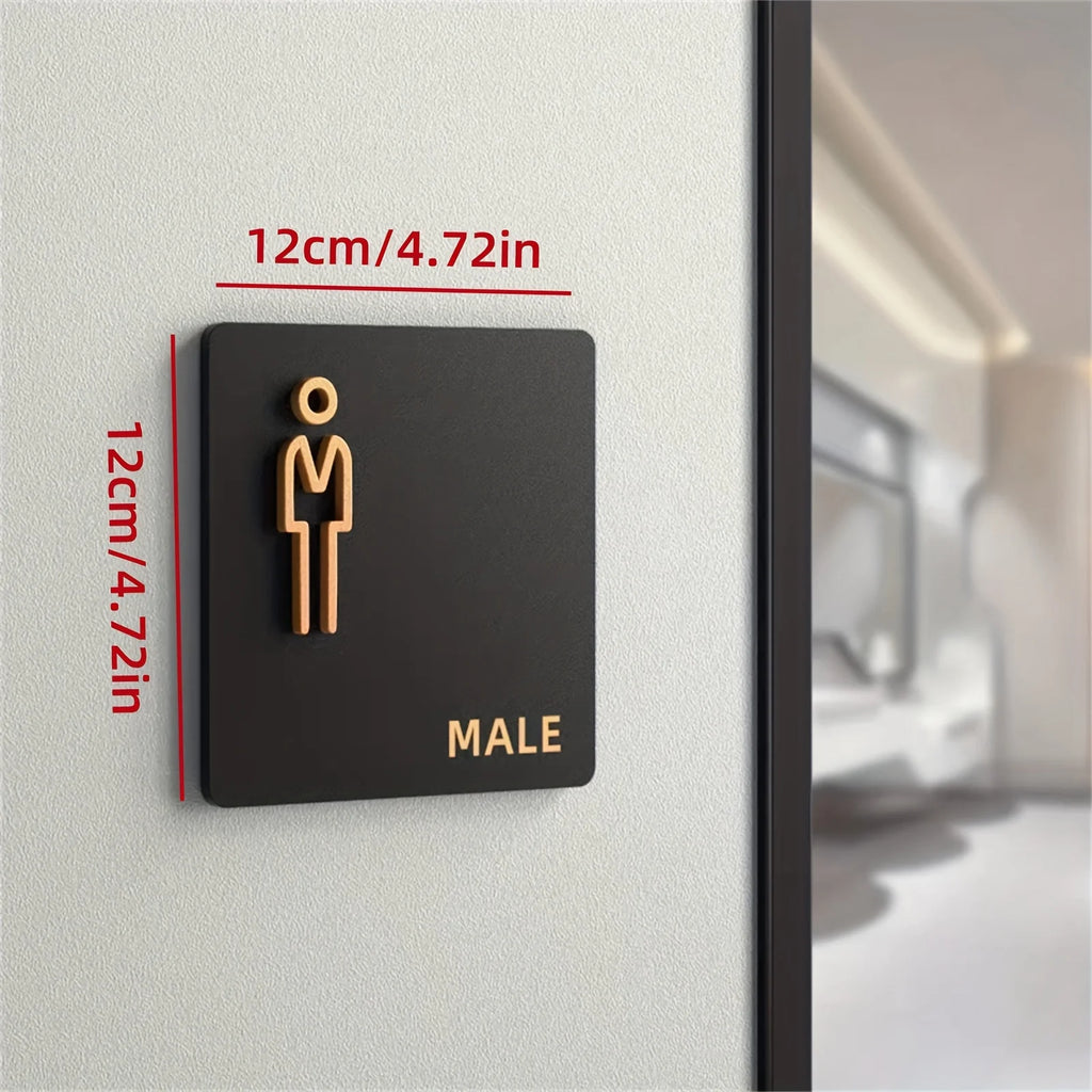 3D Acrylic Men's & Women's Restroom Door Sign – WC Indicator Restroom Door Sign Babs