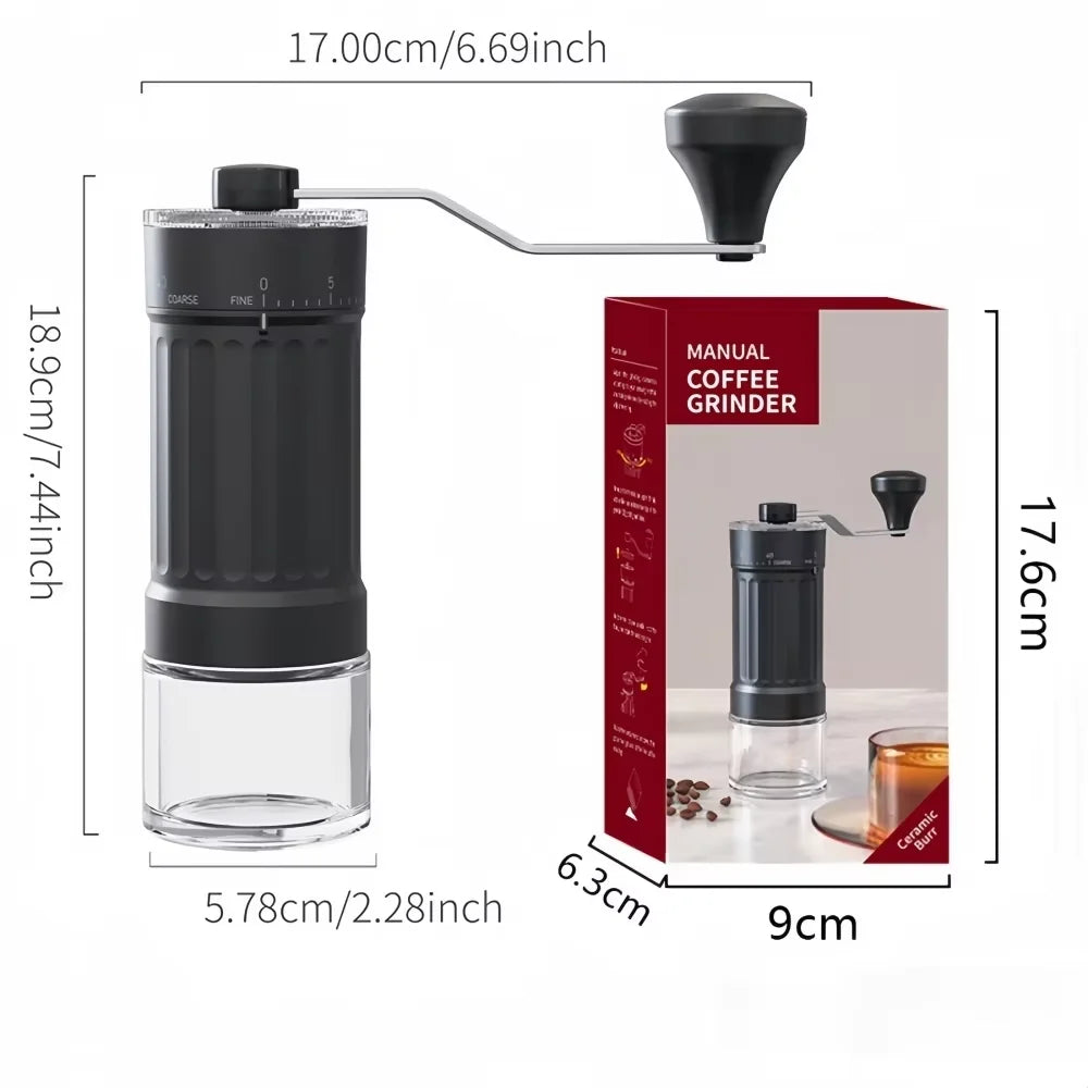 Manual Coffee Grinder – 40-Gear Ceramic Burr Mill Manual Coffee Grinder Babs Black