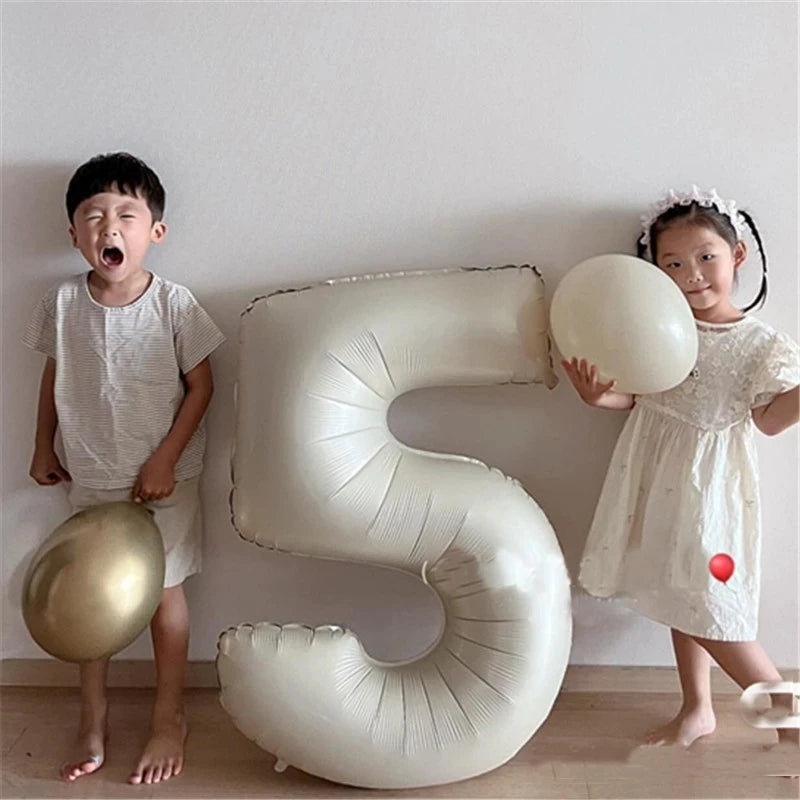 32/40" Cream Foil Number Balloons 1–9 | Party & Wedding Decor Foil Number Balloons Babs