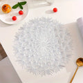 Round Dandelion Lace PVC Placemat – Heat-Resistant Table Mat Decorative Placemat Babs Silvery M