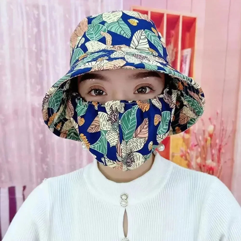 Women's Wide Brim Floral Sun Hat – UV Protection Fisherman Cap Women's Sun Hat Babs Blue
