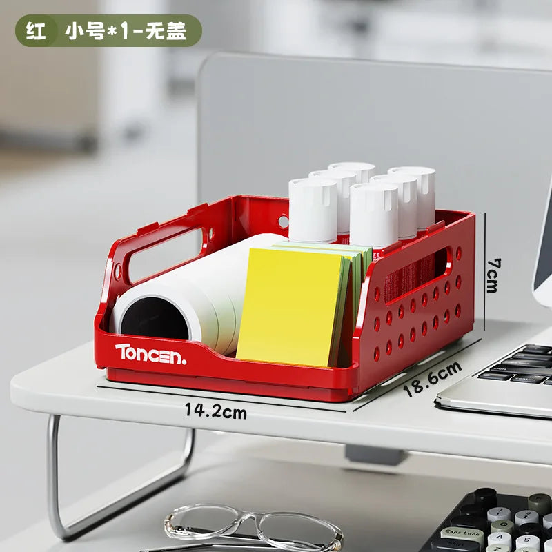 Double Layer Desk Organizer Pegboard Pen Holder Storage Shelf Desk Organizer Babs Red
