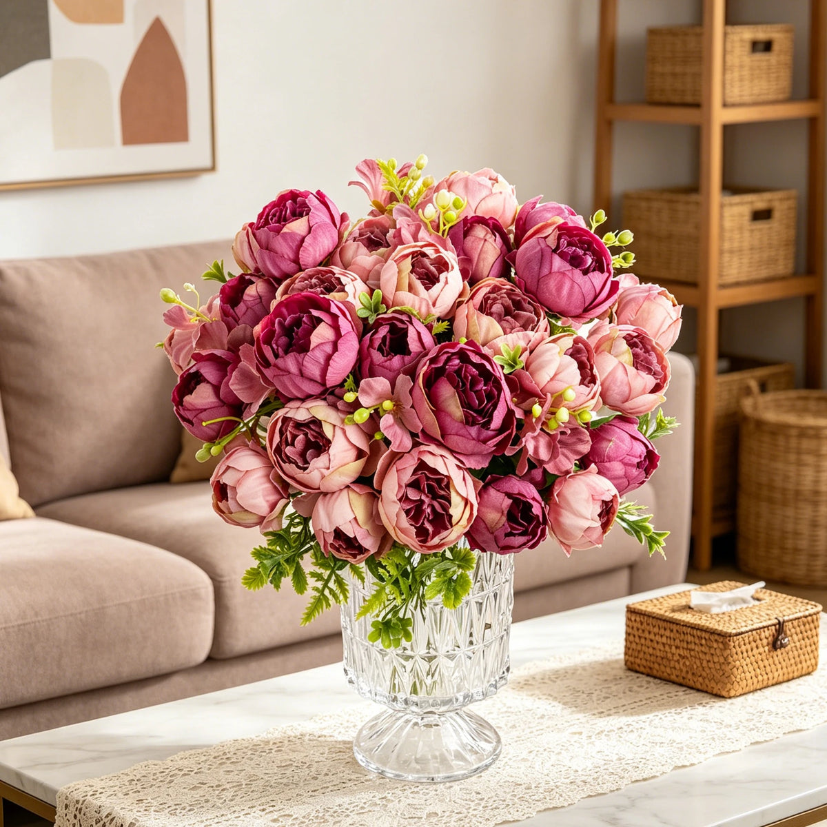 Silk Peony Rose Artificial Bouquet – Wedding & Home Decor Artificial Flower Bouquet Babs