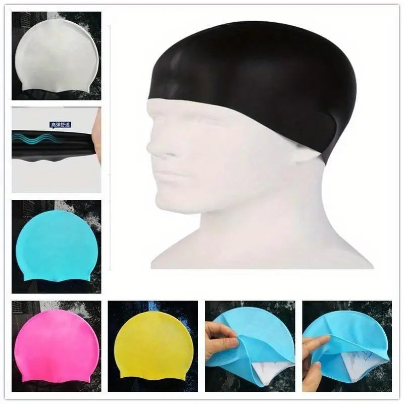 Silicone Swimming Cap – Unisex Solid Color, One Size Fits Most Silicone Swim Cap Babs