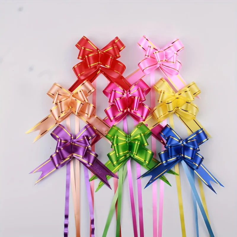 100pcs Gold Edge Pull Bows – Party, Wedding & Holiday Décor Party Ribbon Bows Babs