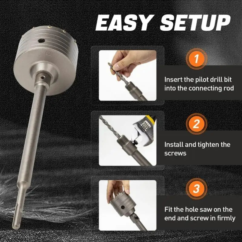 9-Pc Concrete Hole Saw Drill Bit Set 30mm–100mm Masonry Kit Hole Saw Drill Set Babs