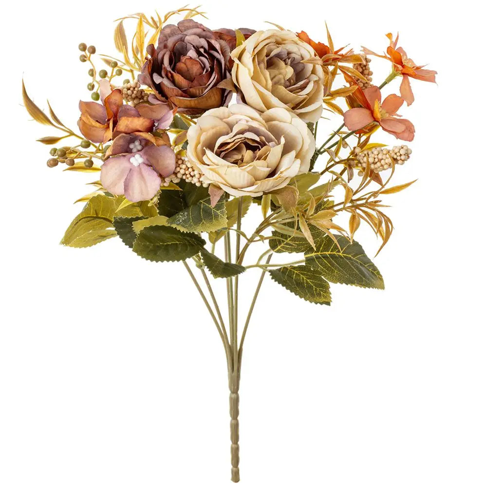 Silk Rose & Peony Artificial Bouquet – Wedding & Home Décor Artificial Flower Bouquet Babs color 3 1pc