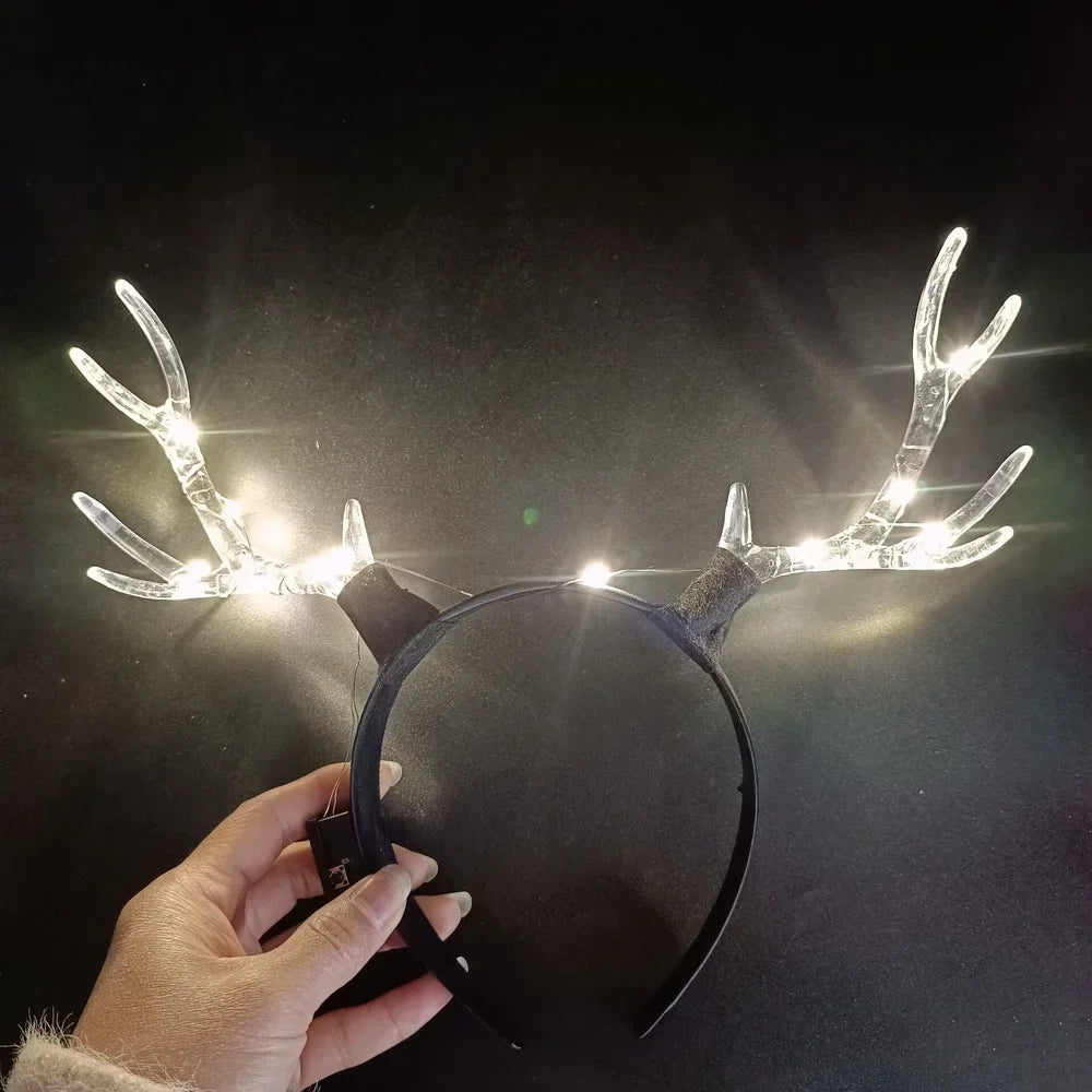 LED Crystal Antler Headband – Halloween & Christmas Party LED Party Headband Babs