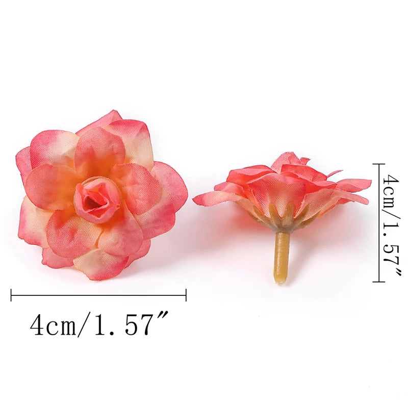 10Pcs Silk Artificial Rose Heads 4cm | Wedding & Home Decor Artificial Silk Flowers Babs